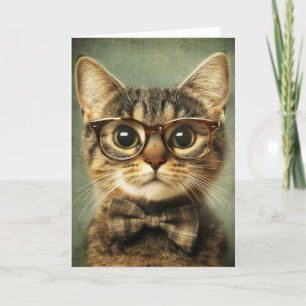 Funny Cat in Glasses Office Holiday Card