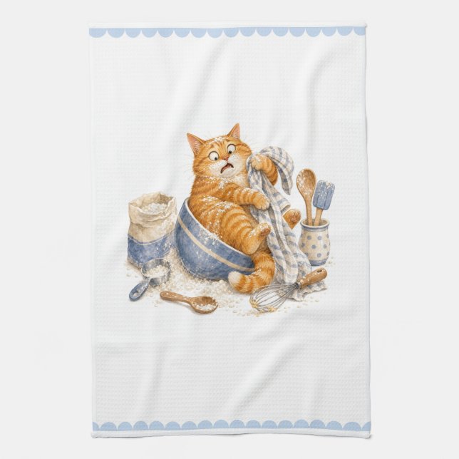 Funny Cat in Kitchen  Towel (Vertical)