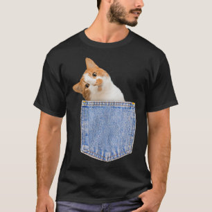 Funny Cat in Pocket T for Women, Men, Boys Girls T-Shirt