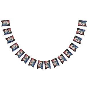 Funny cat in space bunting flags