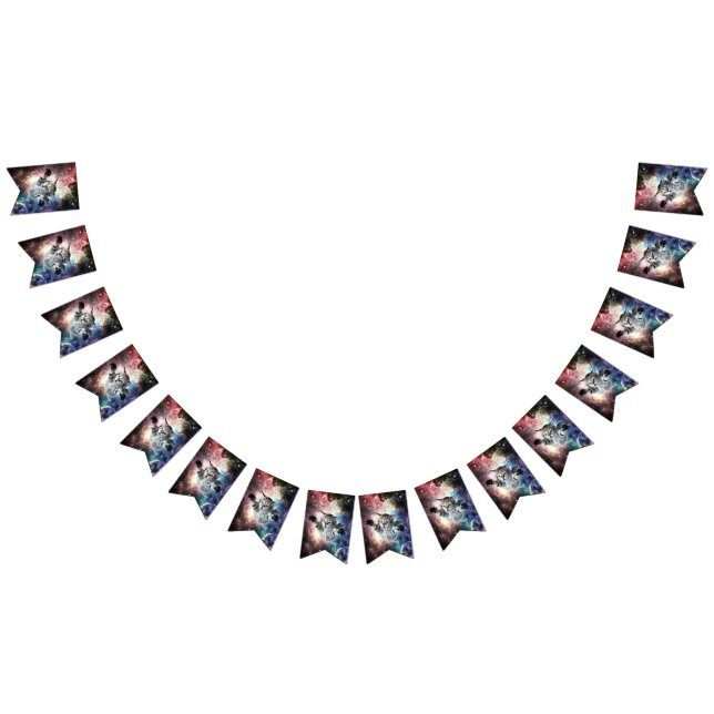 Funny cat in space  bunting flags (All)