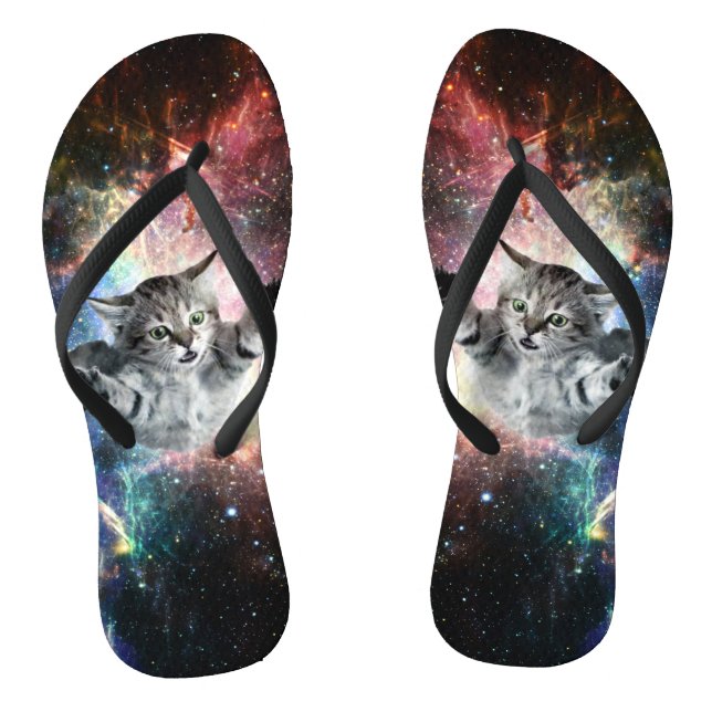 Funny cat in space flip flops (Footbed)