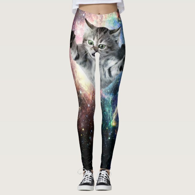 Funny cat in space leggings (Front)