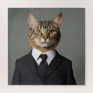 Funny cat in suit jigsaw puzzle