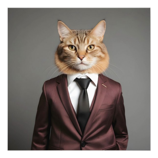 Funny cat in suit photo print (Front)
