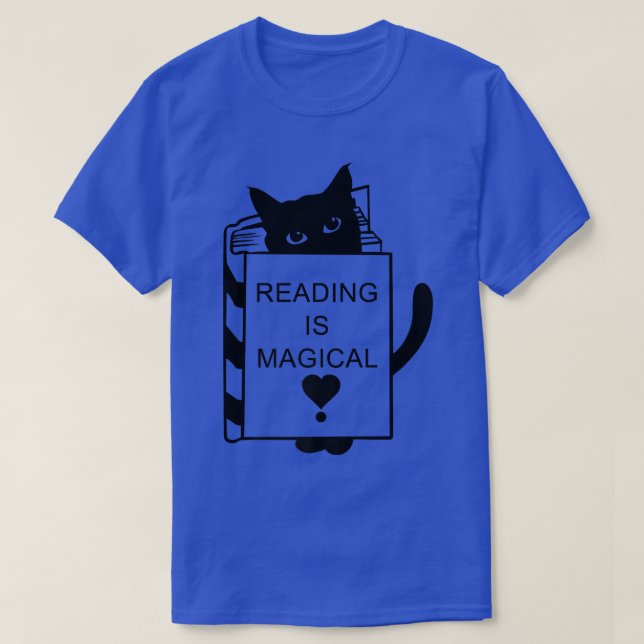 Funny Cat Inside A Book Reading Is Magical Book Lo T-Shirt (Design Front)