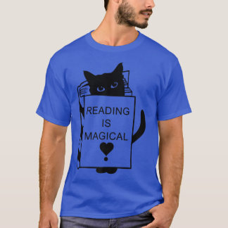 Funny Cat Inside A Book Reading Is Magical Book Lo T-Shirt