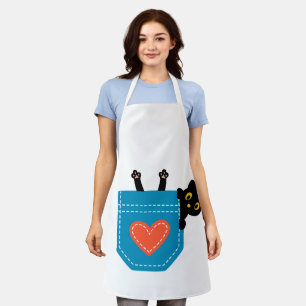 funny cat inside pocket  apron