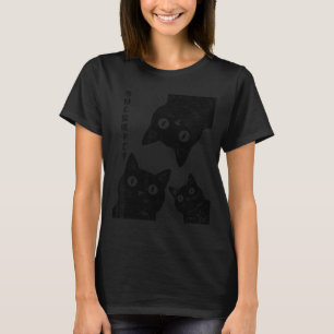 Funny Cat Is Watching Humour Japanese Cats Black T-Shirt