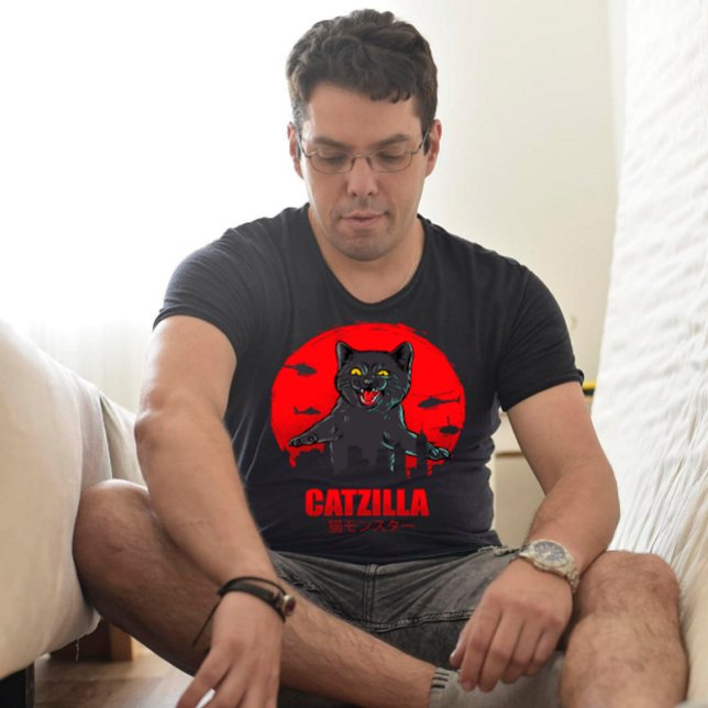 Funny Cat Japanese Themed Catzilla Monster T-Shirt (Creator Uploaded)
