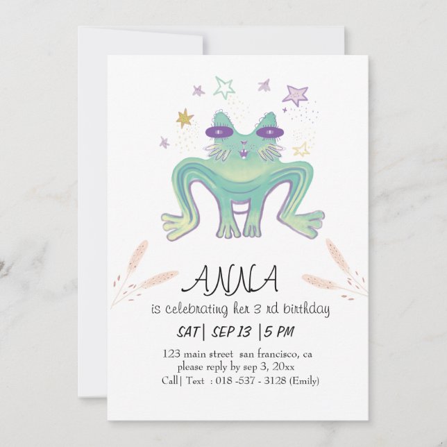 funny  cat kids birthday invitation (Front)