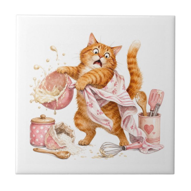 Funny Cat Kitchen Tile (Front)