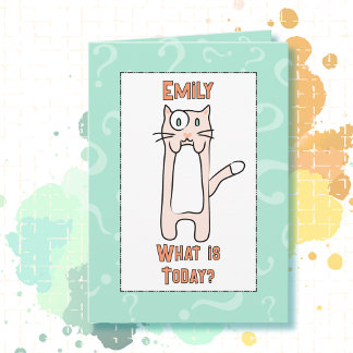 Funny Cat Kitten Cartoon Humourous Birthday Card