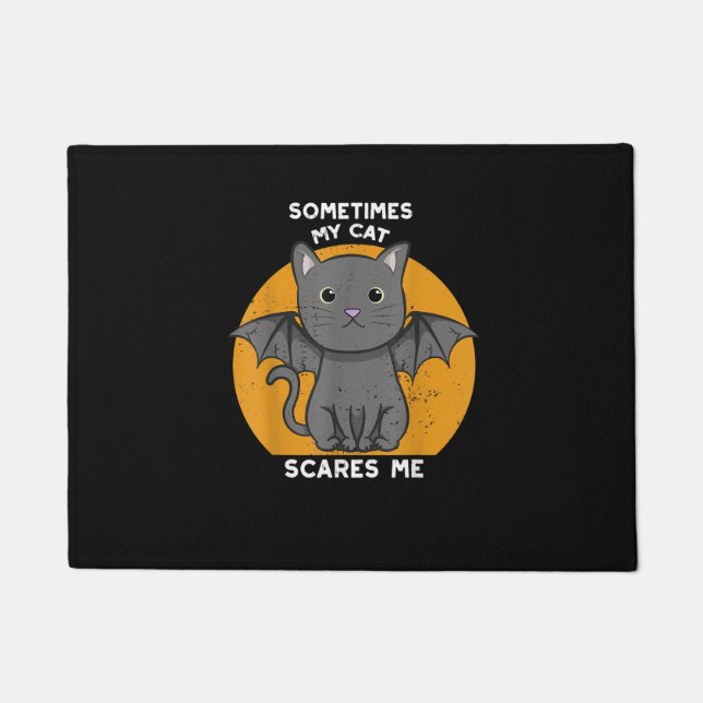 Funny Cat Kitten Halloween Design For Crazy Cat Lo Doormat (Front)