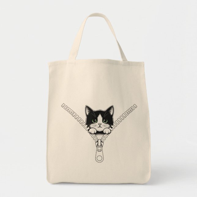 Funny Cat Kitten Peek  Tote Bag (Front)