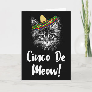 Funny Cat Kitty Meow Cinco De Mayo T Shirt For Cat Card