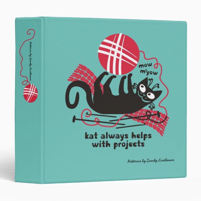 Funny cat knitting needles crochet hooks Christmas Binder (Front/Spine)