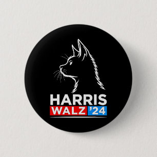 Funny Cat Lady Kamala Harris Waltz 2024 Election 2 Inch Round Button