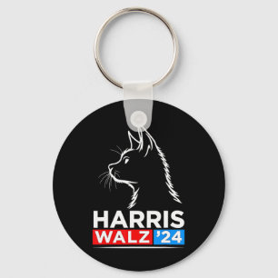 Funny Cat Lady Kamala Harris Waltz 2024 Election  Keychain
