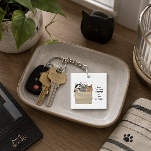 Funny Cat Lady Starter Kit Humour White Keychain