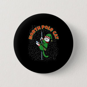 Funny Cat Le Dance Elf Costume Christmas Holiday C 2 Inch Round Button