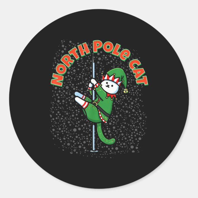 Funny Cat Le Dance Elf Costume Christmas Holiday C Classic Round Sticker (Front)