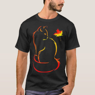 Funny Cat Leaf Fall Hello Autumn For Cute Kitten T-Shirt