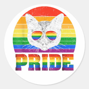 Funny Cat LGBT Gay Pride Apparel Women Men LGBTQ Classic Round Sticker