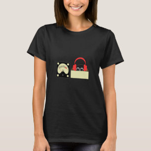 funny cat listen music retro VU metre HI-FI stereo T-Shirt
