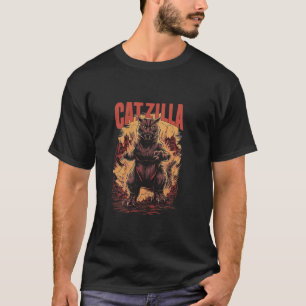 Funny Cat Lover Catzilla Cat Humor Funny Cat Long  T-Shirt