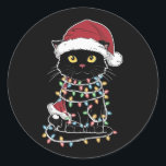 Funny Cat Lover Christmas Lights Classic Round Sticker<br><div class="desc">Funny Cat Lover Christmas Lights</div>