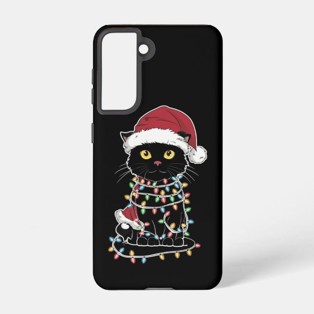 Funny Cat Lover Christmas Lights Samsung Galaxy S21 Case (Back)