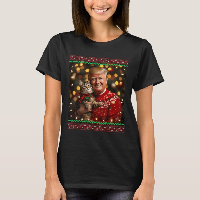 Funny Cat Lover Christmas Sweater Trump Ugly Chris (Front)