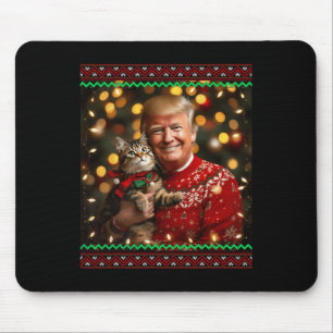 Funny Cat Lover Christmas Sweater Trump Ugly Chris Mouse Pad