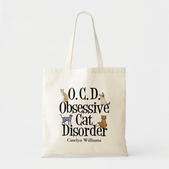 Funny Cat Lover Cute Personalized Tote Bag (Front)
