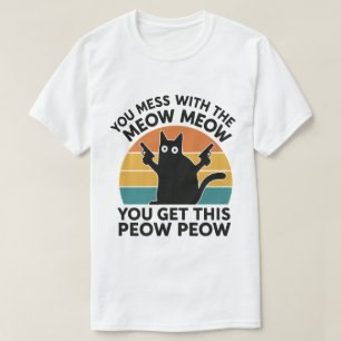 Funny Cat Lover Gift – Meow Meow Peow Peow Retro T-Shirt