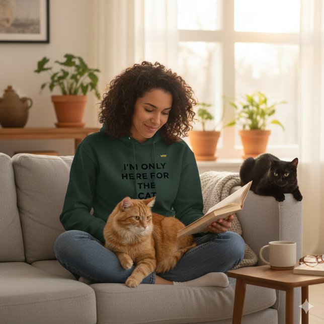 Funny Cat Lover Hoodie | "Only Here for the Cat" (Creator Uploaded)