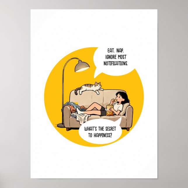 Funny Cat Lover Introvert Humour Poster (Front)