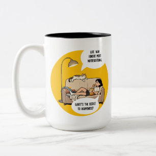 Funny Cat Lover Introvert Humour Quote  Two-Tone Coffee Mug