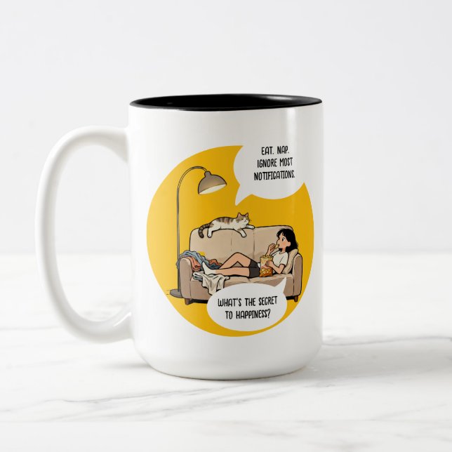 Funny Cat Lover Introvert Humour Quote  Two-Tone Coffee Mug (Left)