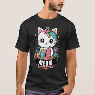 Funny Cat Lover Meow Cartoon Kitten Novelty T-Shirt