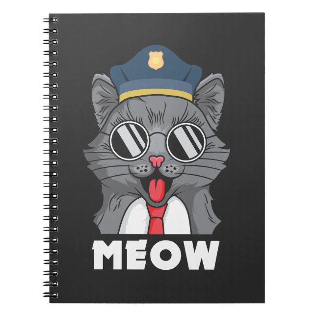 Funny Cat Lover Meow Police Officer Sheriff Cat Notebook (Front)