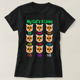 Funny Cat Lover My Cat's 9 Lives Womens T-Shirt
