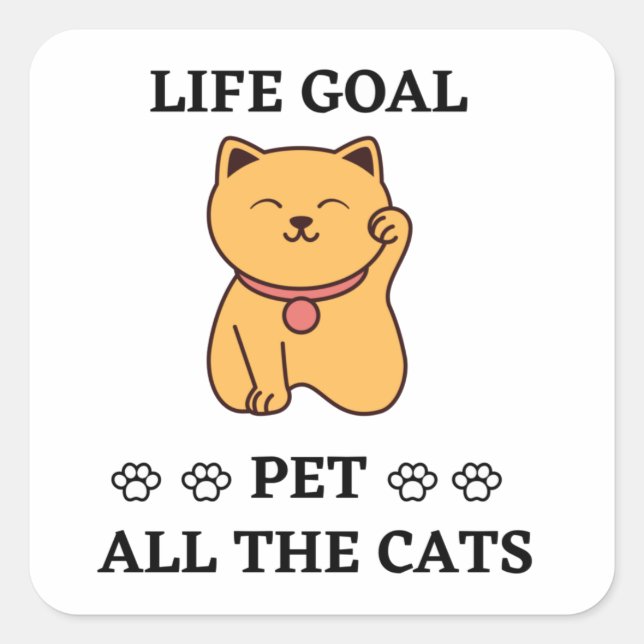 FUNNY CAT LOVER PET ALL THE CATS  SQUARE STICKER (Front)