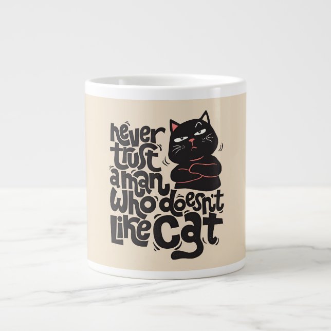 Funny Cat Lover Quote Design Large Coffee Mug (Front)
