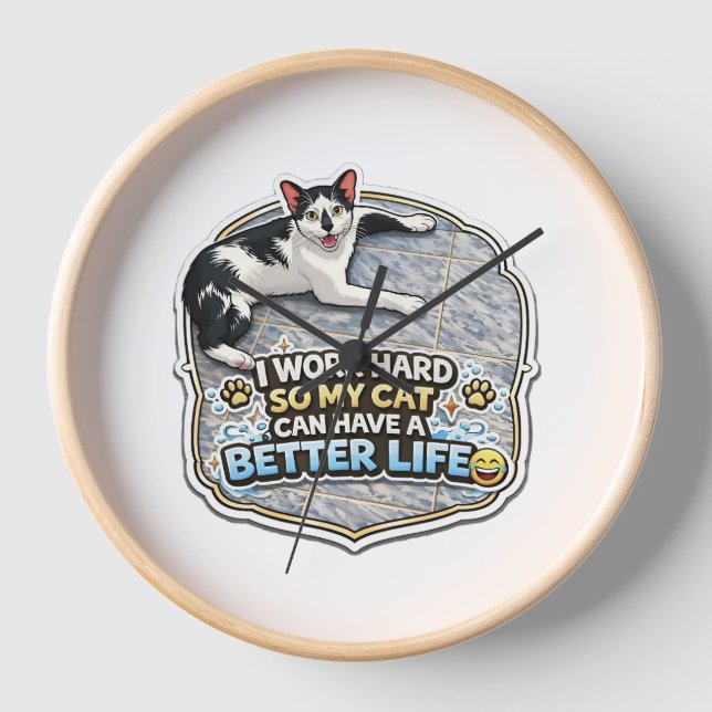 Funny Cat Lover Quote Wall Clock (Front)