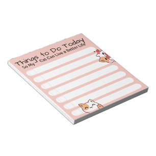 Funny Cat lover to do list pink colour Notepad