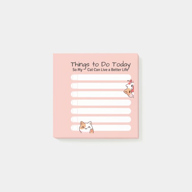 Funny Cat lover to do list pink colour  Post-it Notes (Front)