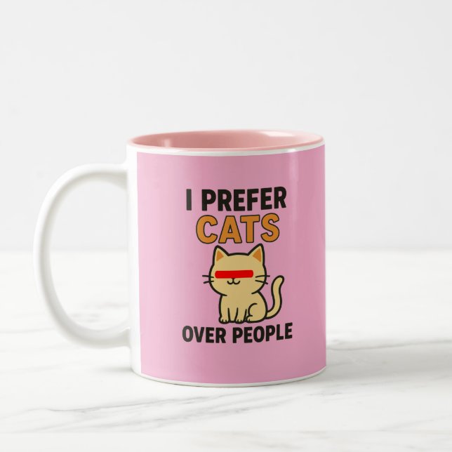 Funny Cat Lover Two-Tone Coffee Mug (Left)