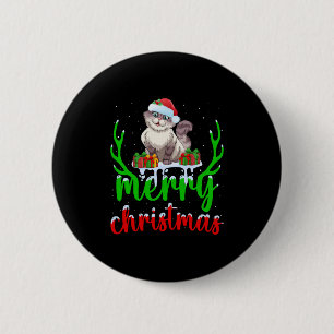 Funny Cat Lover Xmas Gift Cat Christmas T-Shirt 2 Inch Round Button